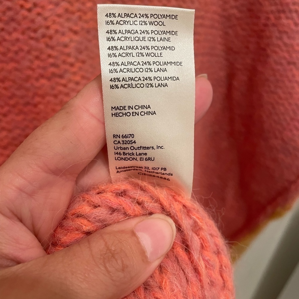 NWT FREE PEOPLE DOMINO OVERSIZED KnitSWEATER Pink Sunset alpaca wool blend small - Picture 11 of 13